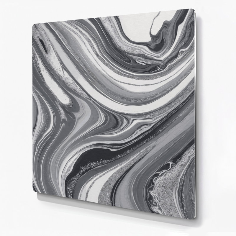 Abstrait fluide, art mural gris en métal 99