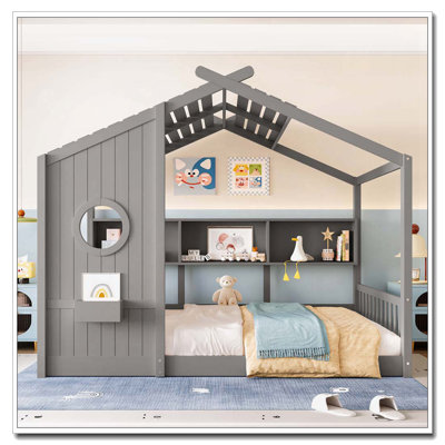 Lit de rangement avec tablette de rangement
