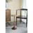 D12X24" Slender Brass Side Table With Textured Gold Top And Wooden Pedestal Base