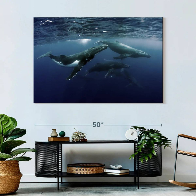 Baleines à bosse sur toile, H 34 po x l 51 po x P 1,25 po
