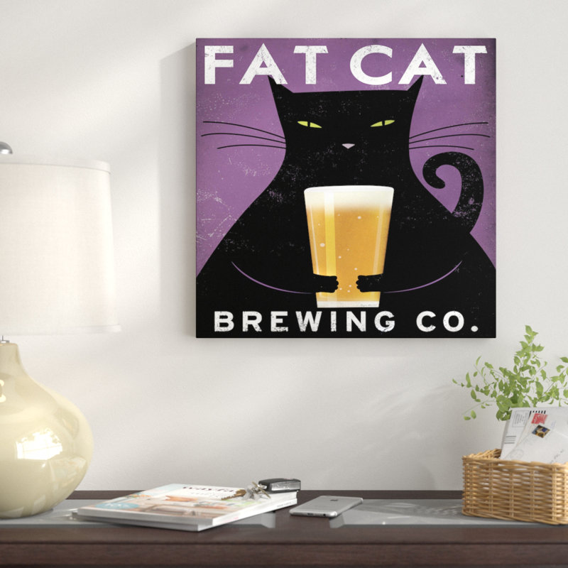 « chat brassing no city » par ryan fowler, affiche rétro sur toile tendue, H 18 po x l 18 po x P 1,5 po