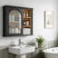 Armoires et étagères de salle de bain, armoire flottante murale à porte coulissante carrée avec porte arquée et tablettes réglables, armoire de rangement murale polyvalente pour garde-manger, salle de lavage de salle de bain-1947008277