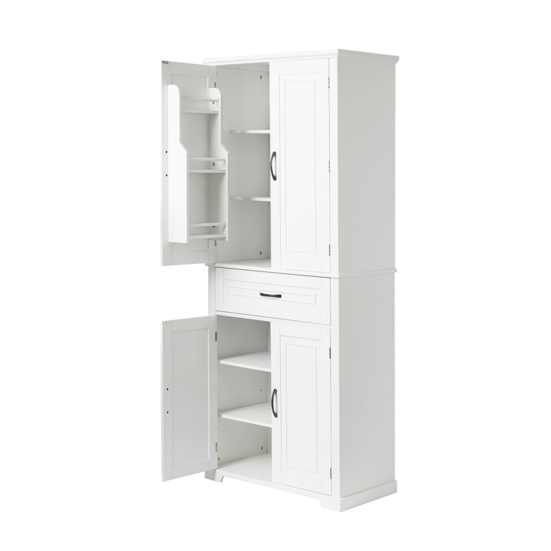 Armoire de rangement pour salle de bain avec portes et tiroir, espace généreux, tablette réglable pour une utilisation polyvalente