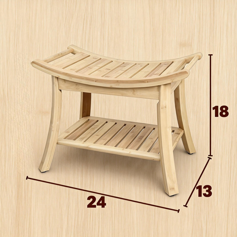 Banc de tabouret de douche en bambou avec tablette de rangement idéal (couleur naturelle)