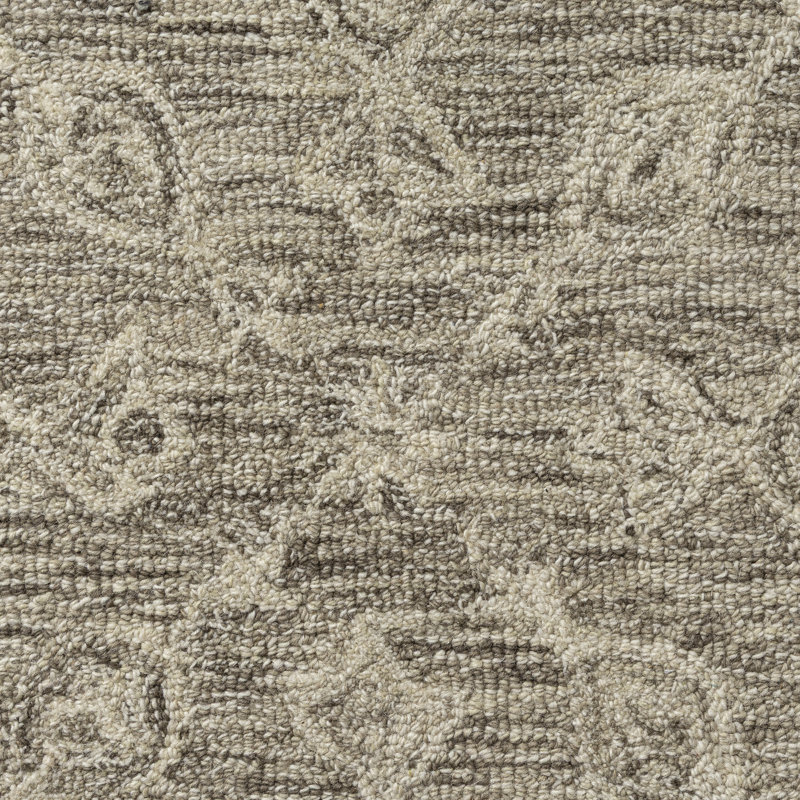 Ivy Handmade Transitional Distressed Floral Motif Tufted Wool Hallway Runner Rug, Runner 2'6" x 7' 6", Brown