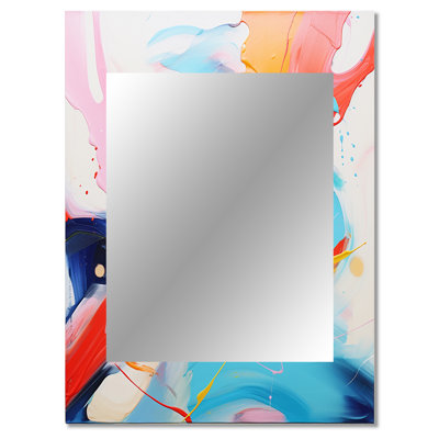 Blue an pink paint storm III - Fractal Decorative Mirror, Pink Wall Mirror, Printed Metal Art