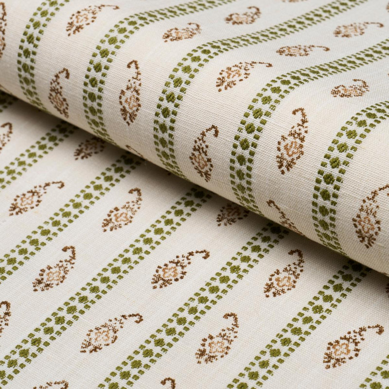 Schumacher X Rita Konig Eddie Woven Hand Block Print Fabric, Green