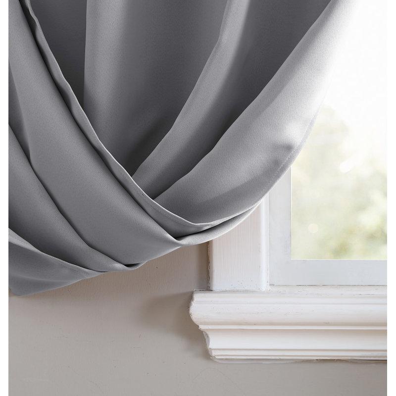  Panneau de rideau simple 1 pièce uni avec œillets, Gris, L 38 po x L 84 po