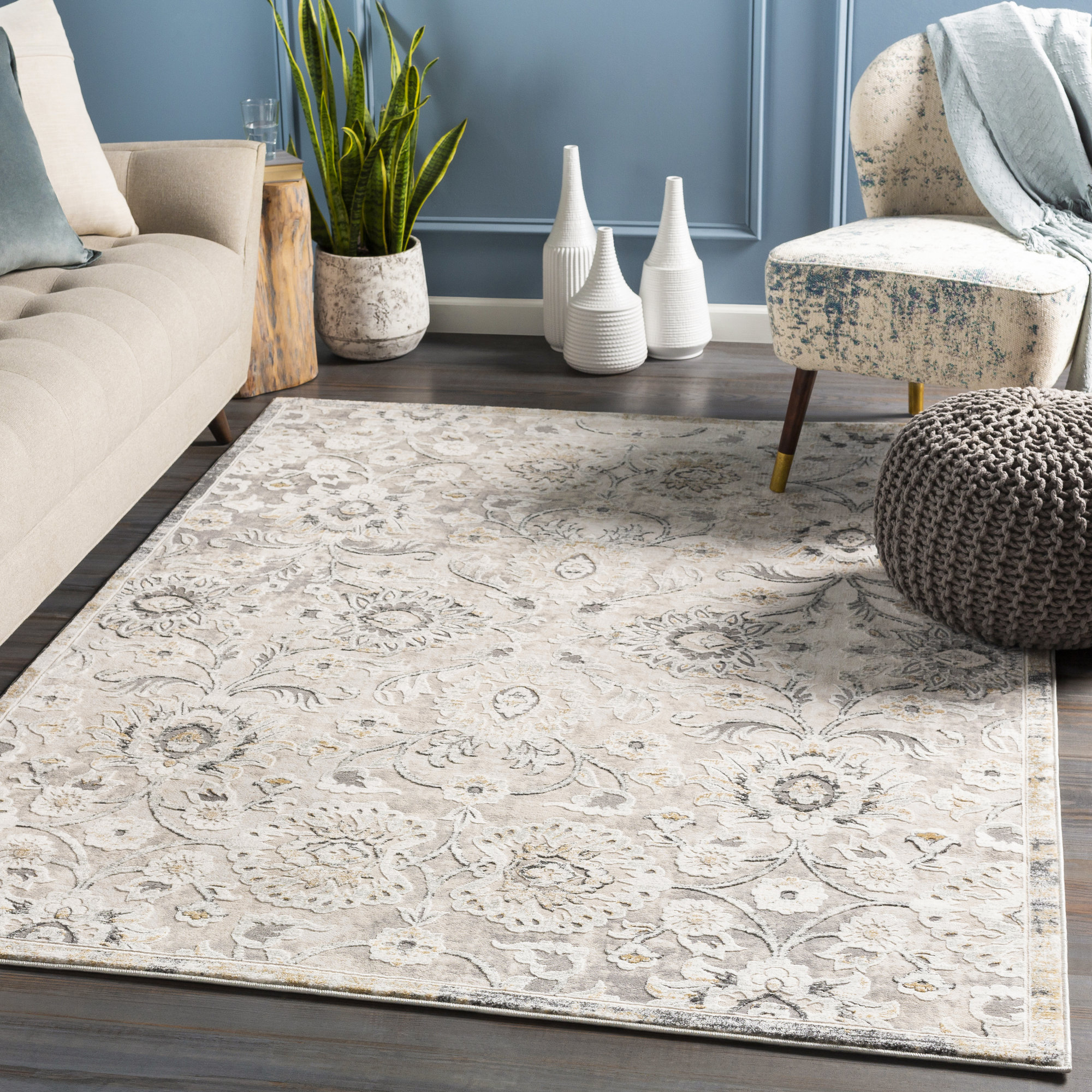 Charlton Home® Collinward Power Loom Taupe/Cream Rug & Reviews | Wayfair