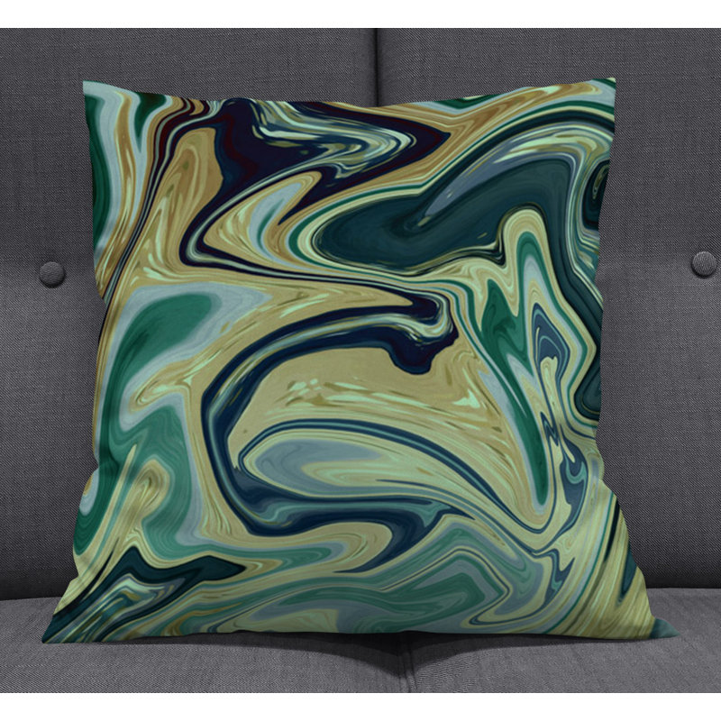 Throw Pillow With Insert, Green Abstract 1, 16"H x 16"W