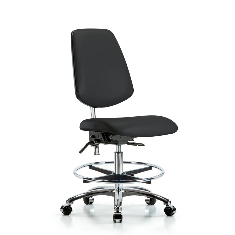 Miah Vinyl Drafting Chair, Black, Glides, Not Included