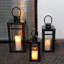3pcs Black Metal Candle Lantern - Assorted Sizes (48/38/30cm High)