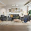 Ensemble de canapés en velours côtelé 4 pièces, canapé modulaire en L avec repose-pieds, causeuse et fauteuil simple-239563268
