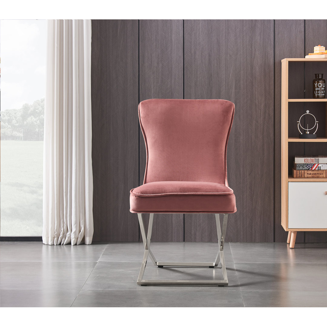 Yvelines Modern Velvet Dining Chairs - Ergonomic Velvet Upholstered Back with Stainless Steel Frame - Side Chair for Kitchen Living Room Dining Room