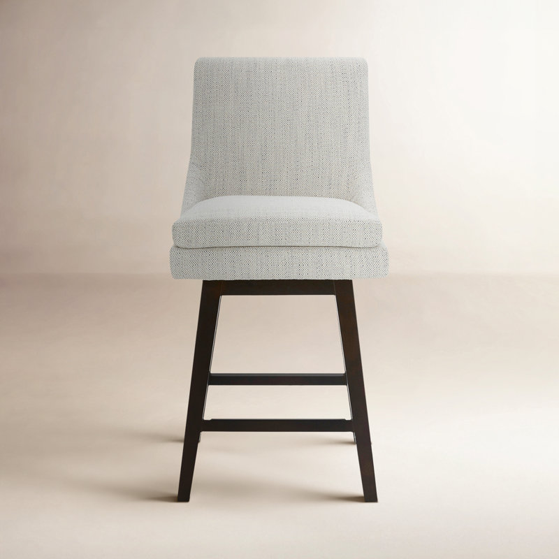 Zahara Upholstered Swivel Counter & Bar Stool, Prestige Ivory Basketweave/Brown, Counter Stool (26” Seat Height)