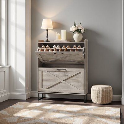 Narrow Flip-Top Shoe Cabinet