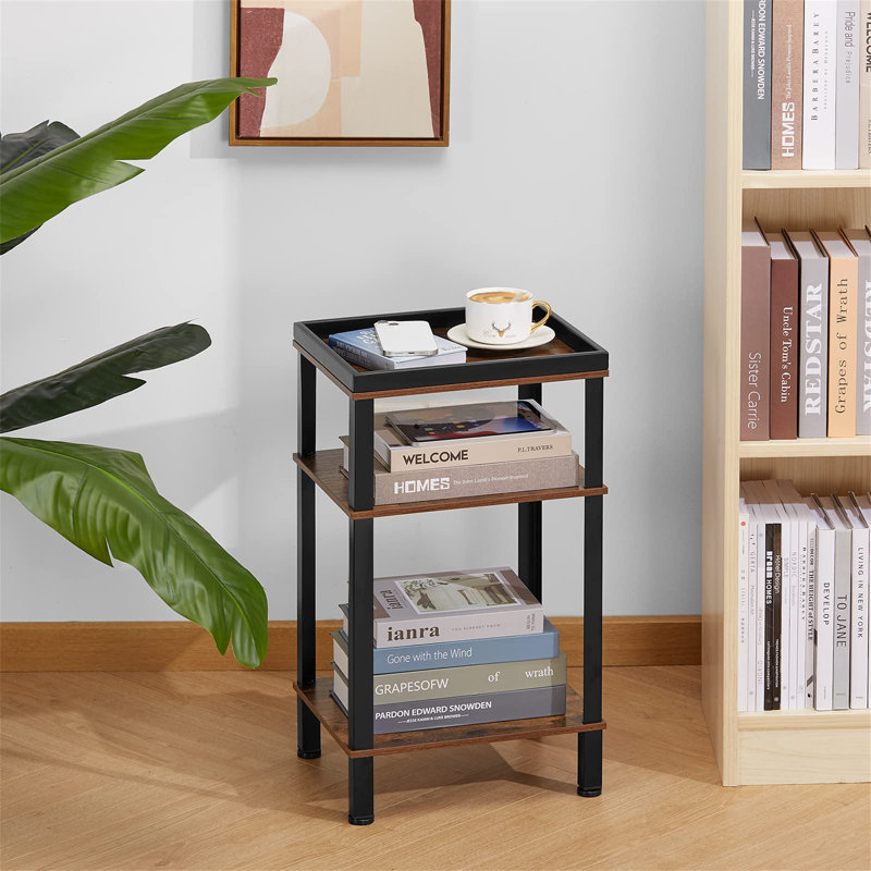 Clairevale 34cm W Steel Bedside Table, Brown