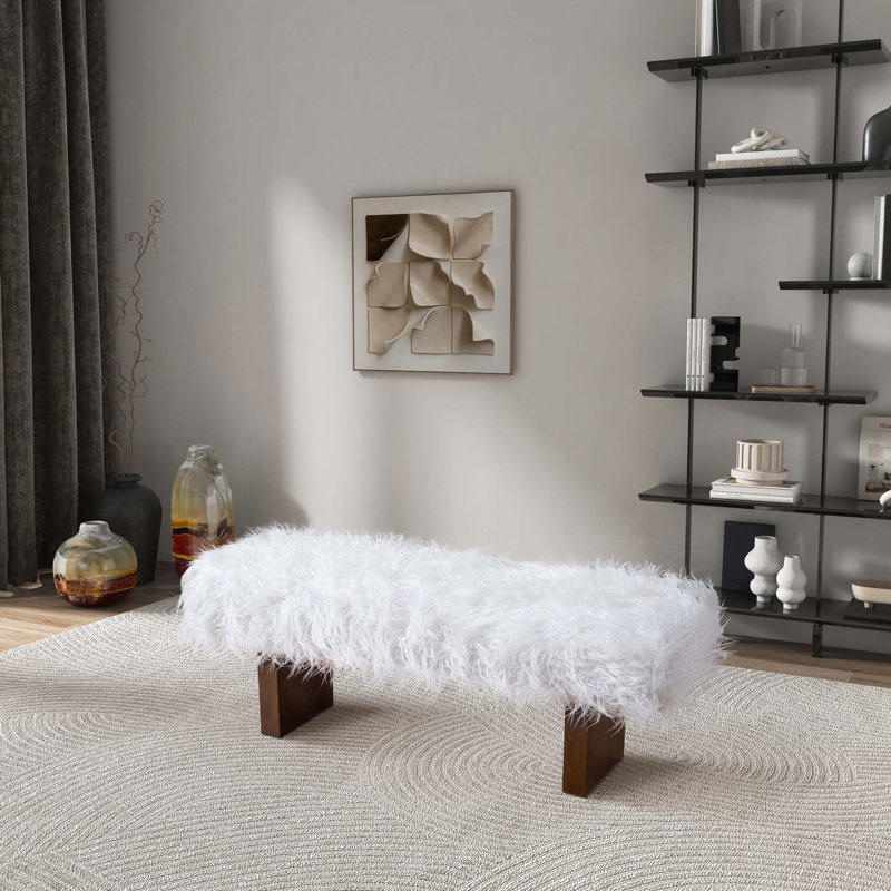 Banc Henley en fourrure kaki blanche