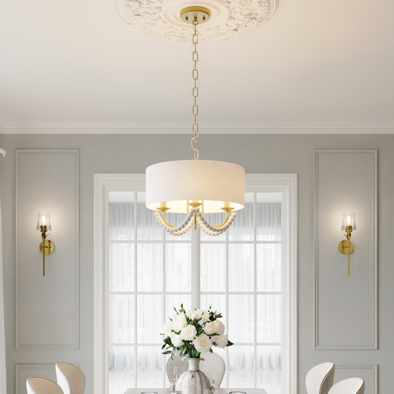 Grieco 4-Light Dimmable Drum Chandelier with Beaded Accents and Adjustable Height