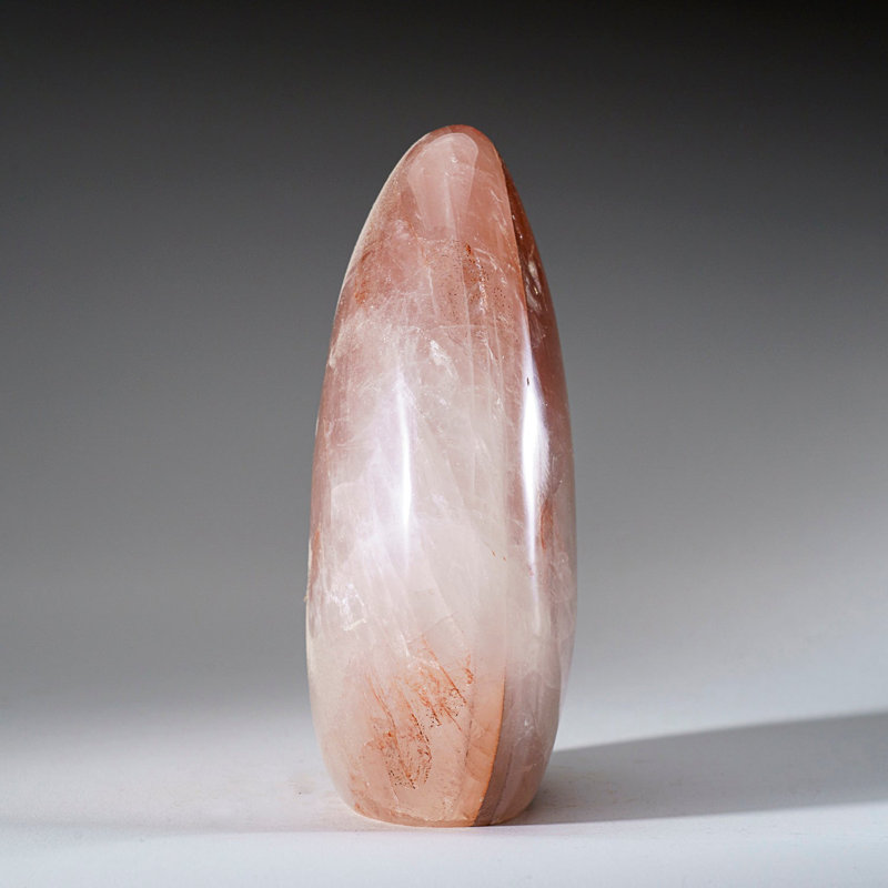 Genuine Polished Strawberry Quartz Flame Freeform (1.4 Lbs), Pink, 4" H x 3" W x 1.5" D