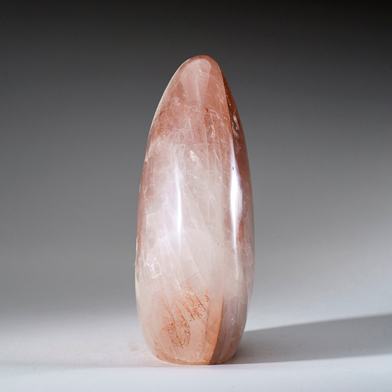 Genuine Polished Strawberry Quartz Flame Freeform (1.4 Lbs), 5" H x 4" W x 2.25" D, Pink