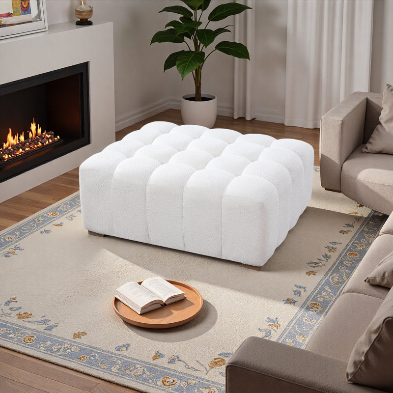 Solid Modern Boucle Multipurpose Ottoman