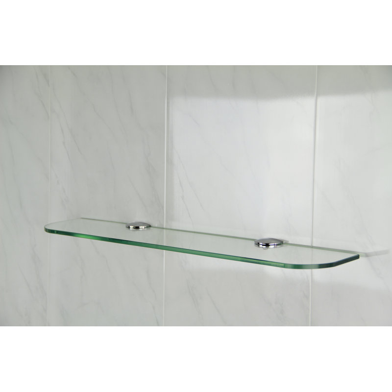 Fanni Glass Floating Shelf with Adjustable Shelves, 0.6cm H x 50cm W x 10cm D, Clear