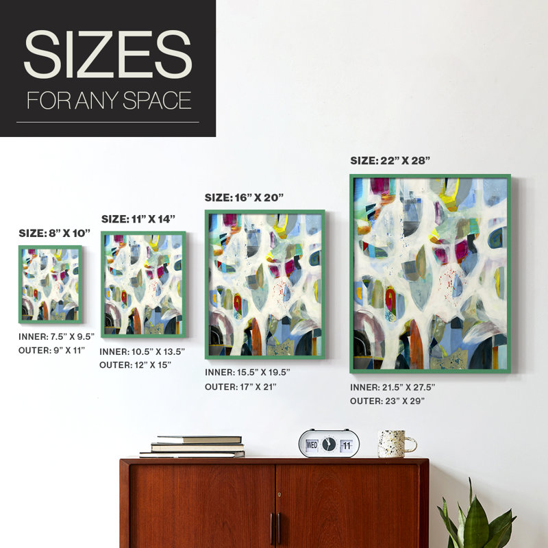 Interaction Framed Print - Solid Wood, Green, 10" H x 8" W