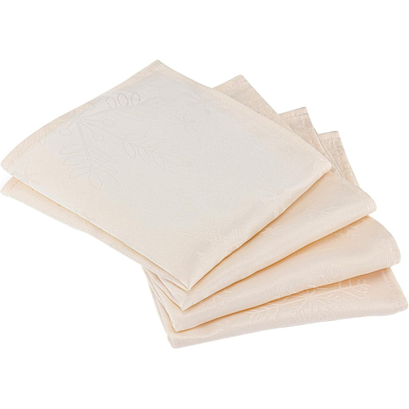 Alonta Polyester Blizzard Snowflake Square Napkin, Cream
