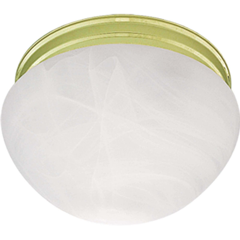 Pitkin 2-Light Indoor 9"W Polished Brass Simple Round Flush Mount with Alabaster Glass Mushroom Shade, Polished Brass