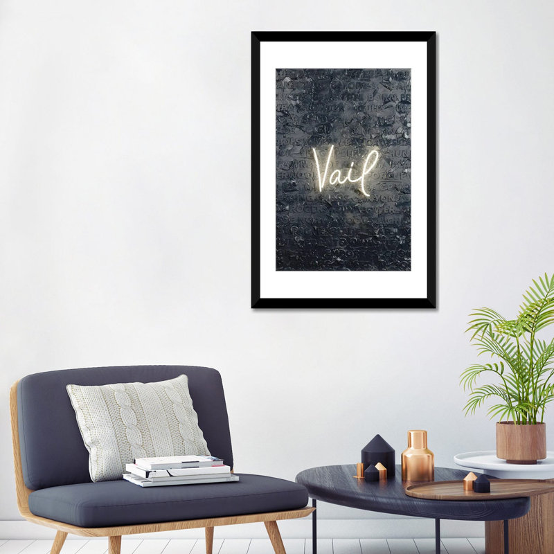 Vail Neon - reproduction d'art murale - papier d'art encadré, 32" x 24", Framed Paper, Black