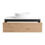 Meuble-lavabo en céramique blanche, 91 cm (36 po), 1 tiroir à fermeture douce, design suspendu, style distinctif, idéal pour les salles de bains modernes, grand espace de rangement inférieur, rayures estivales, contemporain
