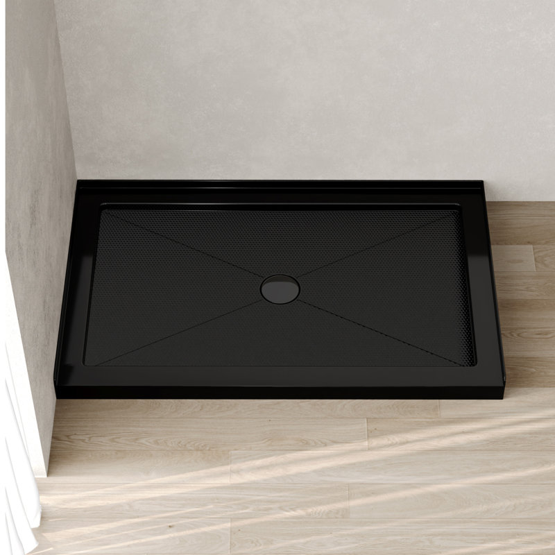 Base de douche 48 po x 30 po en acrylique avec bonde centrale DeerValley, H 3,5 po x l 48 po x P 30 po, Black