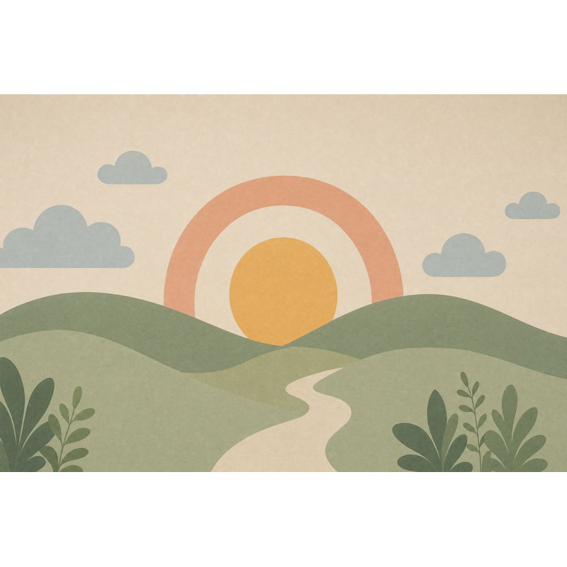Papier peint arc-en-ciel orange pastel arc-en-ciel décoration murale amovible, 140"x108", Non-Woven Nonpasted