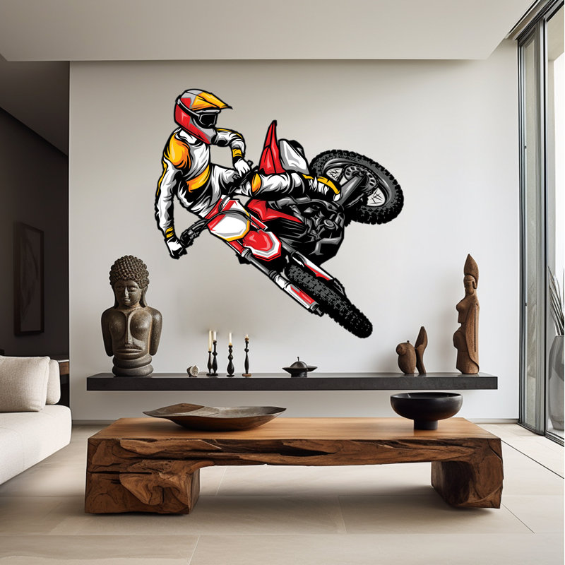 Adhésif décoratif motocyclette Motocross, 35 po x 35 po