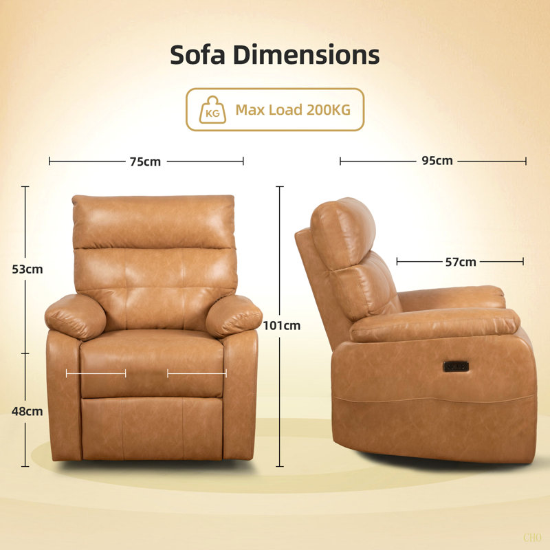 Fauteuil inclinable Power Zero Gravity, fauteuil inclinable en cuir PU avec ports USB et Type-C, poches latérales, fauteuils inclinables surdimensionnés pour adultes avec soutien lombaire
