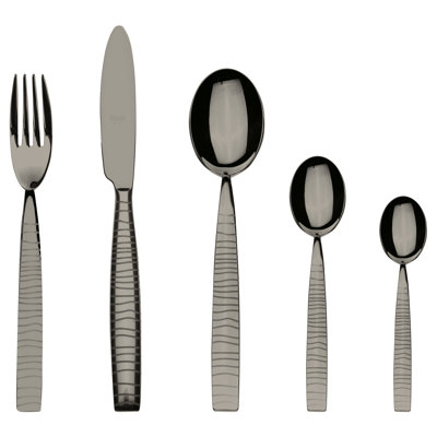 Tigre Flatware Set with Moka Spoons - 30 Pieces - Black Gold