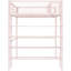 Lit mezzanine en métal pour lit simple en rose avec tablette de rangement latérale - Gardez vos effets personnels à portée de main et 4 tablettes-1182608259-1182608263