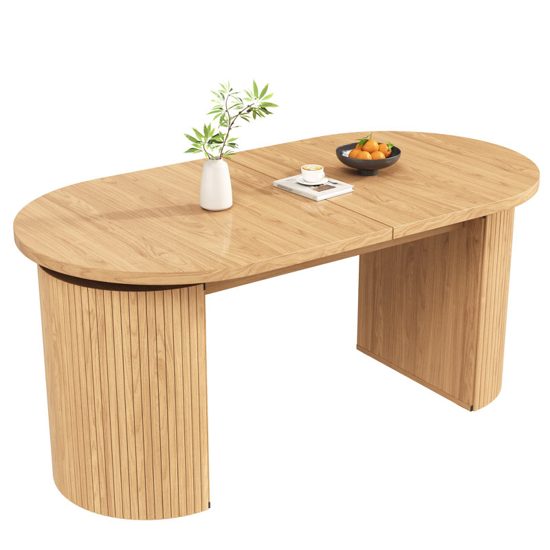 Extendable Dining Table, Natural Wood