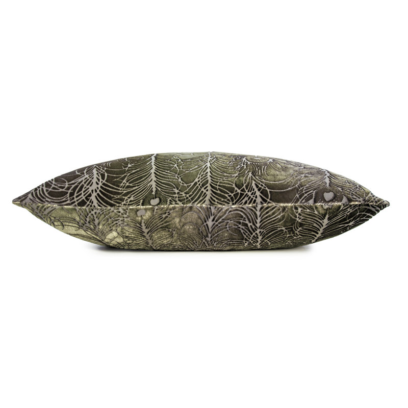 Peacock Feather Square Velvet Pillow Cover & Insert, Square 20", Oregano