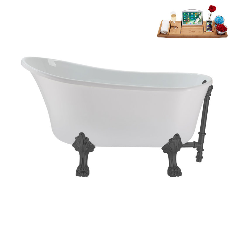 51.2'' x 25.6'' Soaking Acrylic Bathtub, Brushed Gun Metal, Brushed Gun Metal