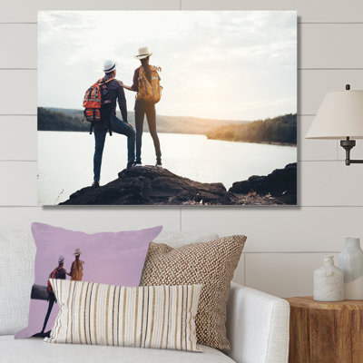 " Mountain Hiking Hilltop At Sunset "