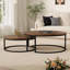 Nesting Coffee Tables Set of 2, Round Walnut & Black Metal Frame, Modern End Tables for Small Spaces, Living Room, Apartment (80 & 60cm)-236891988
