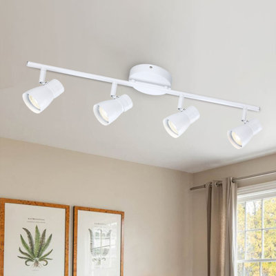Plafonnier sur rail à 4 lumières à DEL Flsnt, lumières sur rail réglables pour, cuisine, têtes rotatives, projecteur de plafond multidirectionnel moderne, 24 W, 3 000 K, comprend 4 ampoules à DEL Gu10.