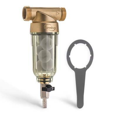  iSpring WSP-500SL Whole House Sediment Water Filter with Siliphos, 500 Micron Reusable Spin Down Pre-Filter, Prevents Scale Buildup & Corrosion, 1" MNPT + 3/4" FNPT	