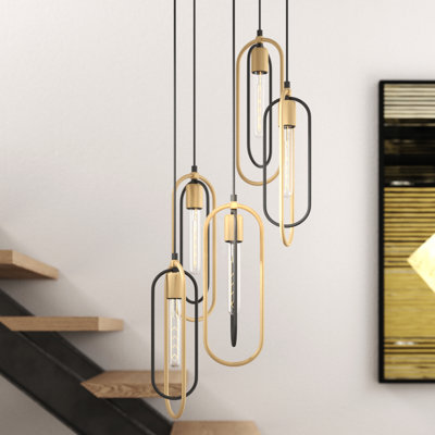 Keshawn 5 - Light Black/Gold Cluster Pendant