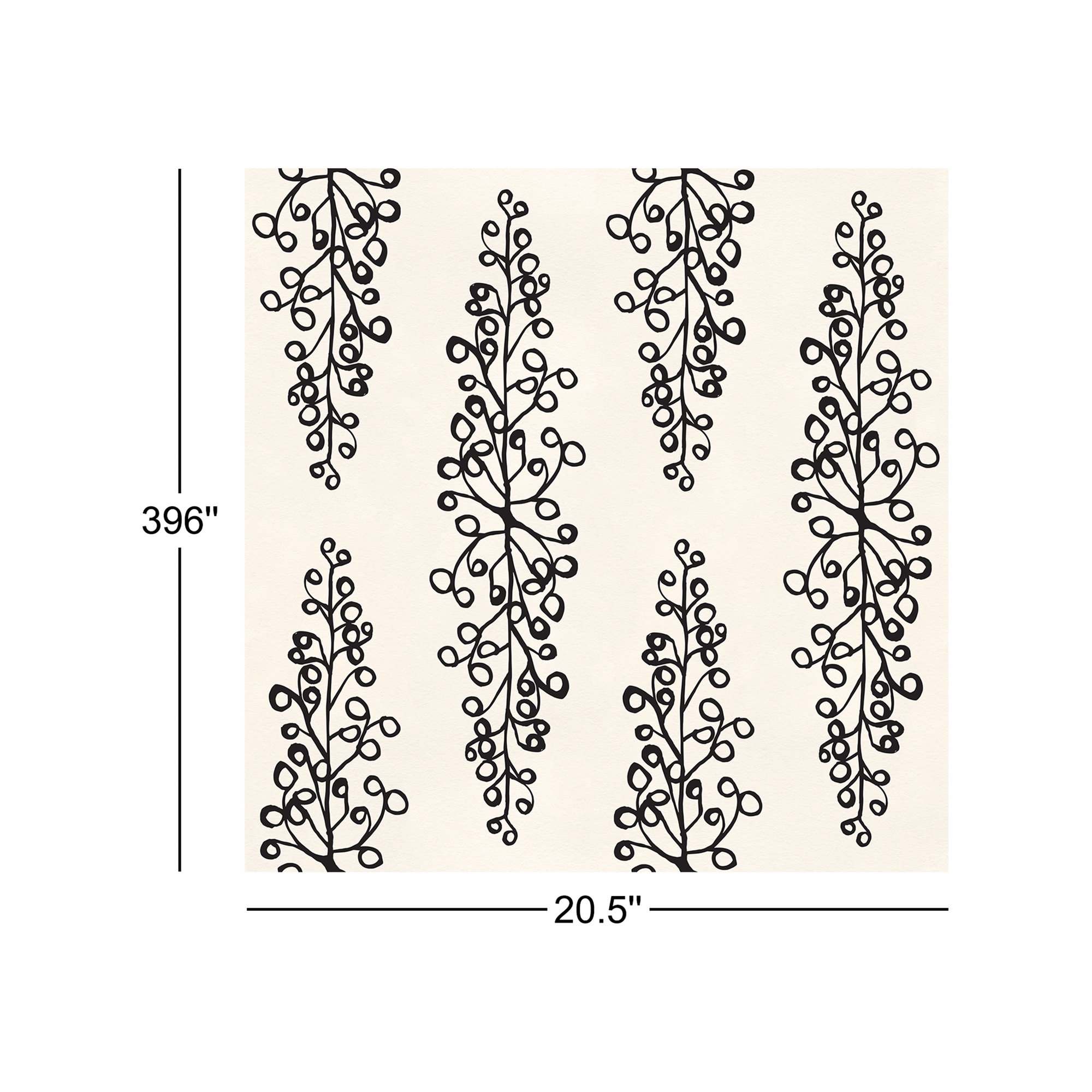 Kirk Modern Floral Wallpaper, Cream/Black