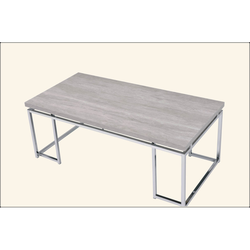 Chafik Natural Oak & Chrome Finish Coffee Table