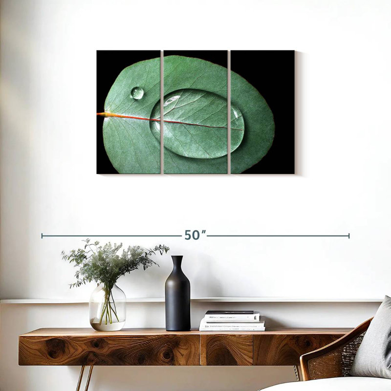 Harnek Water Droplets On Eucalyptus Leaf, 20" H x 33" W
