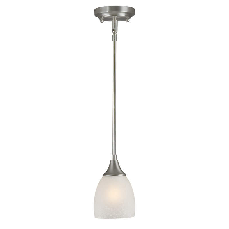 1 - Light Brushed Nickel Single Pendant, Brushed Nickel / White Linen